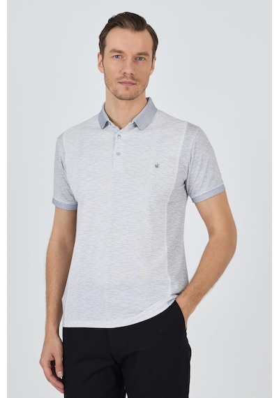 Kısa Kol Baskılı Pike Polo Yaka Cepsiz Slim Fit Tişört 1011250167 Gri