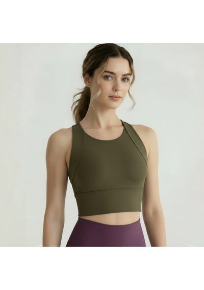 Sculpt Spor Sütyeni Yüksek Destek Toparlayıcı Fitness Yoga Spor Bra Haki