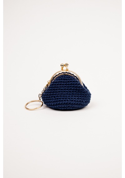 Fabric Craft Bag Mini Bozuk Para Cüzdanı Anahtarlık Klipsli Lacivert