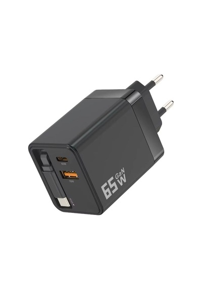 65w Süper Hızlı Şarj Cihazı Dahili Type-c Kablo Usb-c & Usb-a Çıkış Çoklu Cihaz Desteği