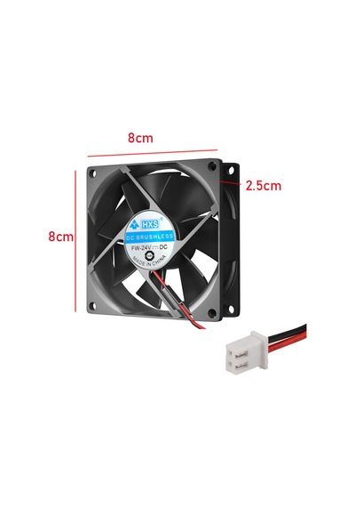 8cm 24v 2 Pinli Kasa Fanı 8cm X 8cm X 2.5cm 2 Pimli Dc 24volt Fan