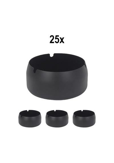 25 Adet Çelik Siyah 8 Cm Kafe Restaurant Lokanta Yuvarlak Kül Tablası Küllük