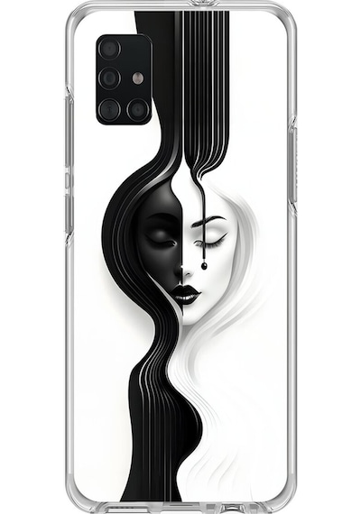 Samsung Galaxy A71 Uyumlu Şeffaf Kılıf Estetik Yüz 3 Tasarımlı