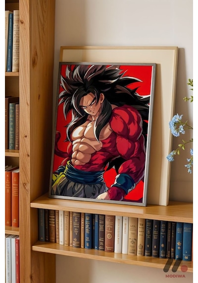 Dragon Ball Goku Ssj4 Poster, Siyah Çerçeveli Duvar Tablosu - Anime Severlere Özel Hediye