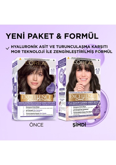 L Oréal Paris Excellence Cool Creme 4.11 Ekstra Küllü Kahve Saç Boyası