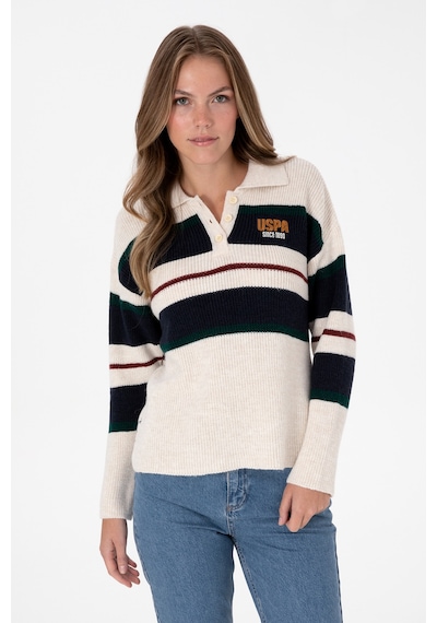 U.S. Polo Assn. Kadın Beyaz Polo Yaka Kazak 50309587-VR256