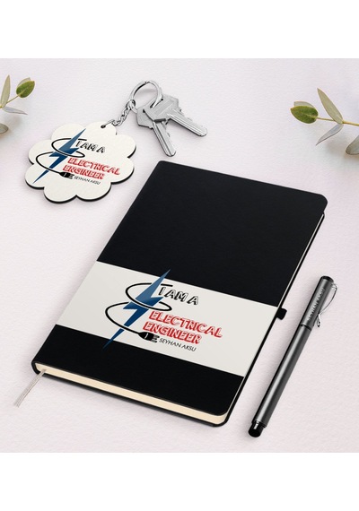 Kişiye Özel Elektrik Mühendisi Siyah Defter Kalem Ve Anahtarlık H