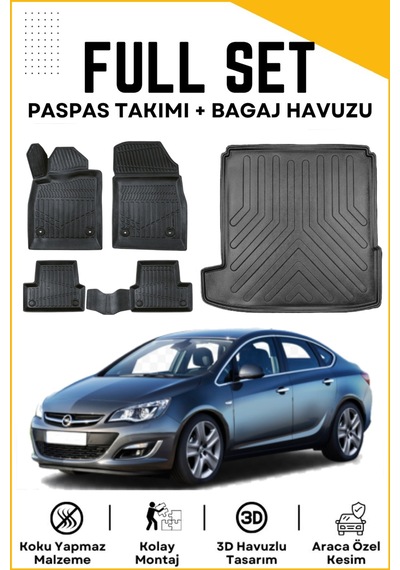 Opel Astra J Sedan 1,4 2021 Model Birebir Uyumlu Bagaj Havuzu+paspas Seti