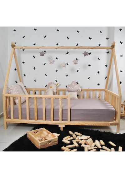 Markaawm Markaawm Montessori Çocuk Yatak Çam Karyola Çadır Derya 90X190 Akçaağaç