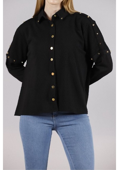 Verymoda Metal Detaylı Gömlek - F1326 SİYAH