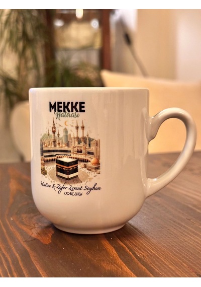 Kişiye Özel İsimli, Kâbe Görselli Mekke Hatırası Porselen Elite Kupa Bardak Çok Renkli