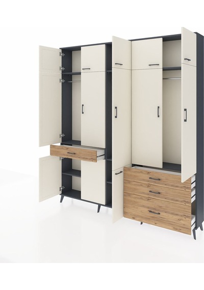Arges Dolap 8 Raflı 4 Çekmeceli 3 Askılı 220x30x243 Antrasit-aytaşı/çam Aytası/atlas Çam Arges Dolap 8 Raflı 4 Çekmeceli 3 Askılı 220x30x243 Antrasit-aytaşı/çam Aytası/atlas Çam