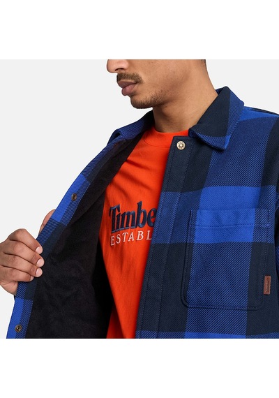 Timberland Fleece Lined Check Overshirt Erkek Gömlek-34631 Mavi