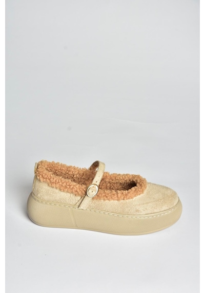 Fox Shoes V811269502 Bej Süet İçi Kürklü Günlük Kadın Ayakkabı Bej