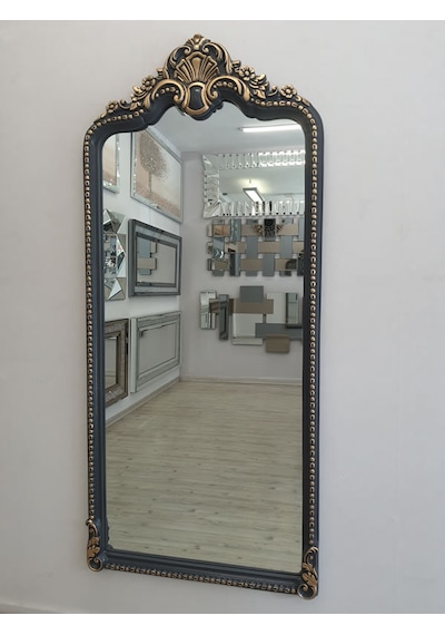 Ayna Denizi Princess Great Anthracite Gold Model Antrasit Altın Renk Dekoratif Boy Aynası Antrasit - Altın