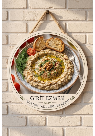 Girit Ezmesi Meze Temalı Restoranlar Şarküteriler Balıkçı İçin Ahşap Duvar Kapı Dekoratif Süs Tablo
