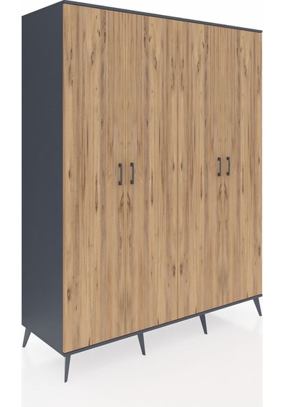Kronos Gardrop 4 Raflı 4 Kapaklı 4 Askılı 176x59x221 Antrasit-çam/aytaşı Beyaz Kronos Gardrop 4 Raflı 4 Kapaklı 4 Askılı 176x59x221 Antrasit-çam/aytaşı Beyaz