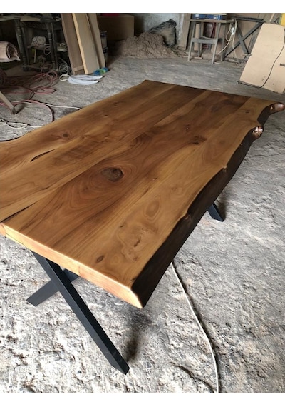 Bintaşmobilya Naturel Doğal Kenar Ceviz Ağacı Kütük Masa Ölçüsü 160X85.Cm