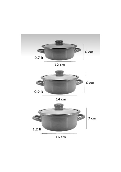 Emaye 3 Lü Mini Tencere Seti 12 / 14 / 16 Cm Yeşil Cam Kapaklı Yeşil - 819562297 Yeşil - 819562297 Yeşil