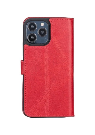 Apple İphone 13 Pro Max Uyumlu Deri Cüzdanlı Kılıf Nar Çiçeği