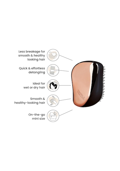 Tangle Teezer Compact Styler Rose Gold Black Saç Fırçası -seyahat Ve Çanta Boy Tarak