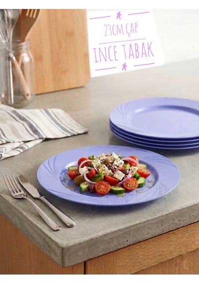 12 Adet Renkli Plastik Parti Tabağı Lila 23cm Çap