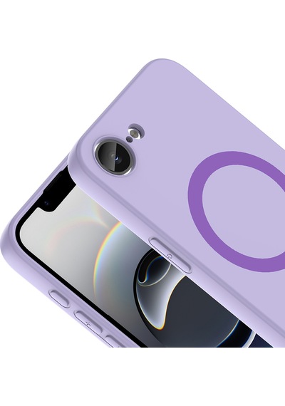 Maks Technology iPhone Uyumlu 16e Kılıf M-safe Şarj Özellikli Mkst Aris Silikon Kapak - Lila