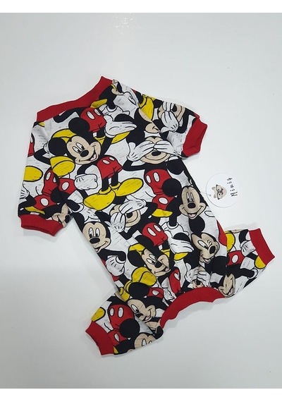Miniş Mikili Kırmızılı Küçük Irk Köpek Esnek Sweatshirt Penye Tulum Pijama -21597
