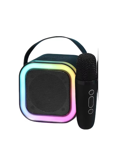 Karaoke Kablosuz Hoparlör Mikrofonlu Rgb Işıklı Bluetooth Speaker Tf Kart/usb Siyah