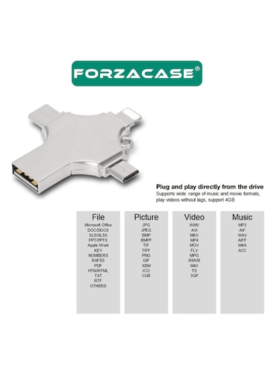 Micro Usb Type-c Lightning To 4in1 Otg Usb Çevirci Adaptör -fc754