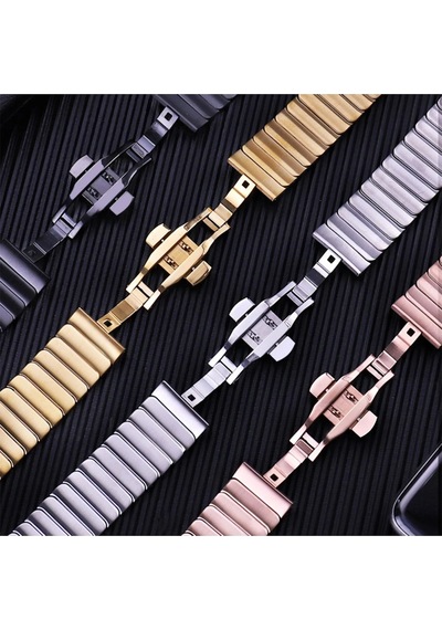 Newface - 25 - Apple Watch Uyumlu 38mm Kr413 Fine Steel Kordon - Csmo-tex - - Siyah