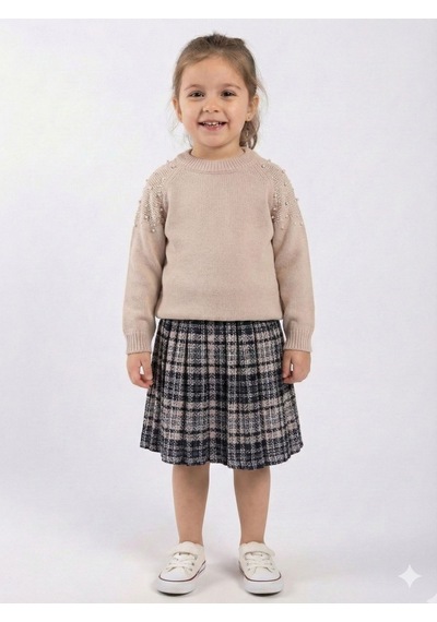 Xo Kids Kız Çocuk Elbise 3-7 Yaş, Kod 4117 Bej