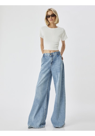 Koton Dokulu Tişört Kısa Kollu Bisiklet Yaka Slim Fit Beyaz 4sak50783ek Beyaz