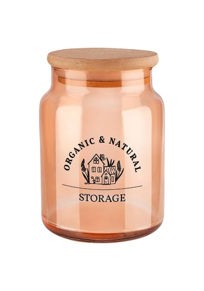Selka Home 890 Ml Mary Ahşap Kapaklı Desenli Cam Kavanoz