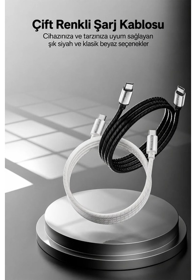 Ven-dens Vd-dcq05 60 W Pd Type-c To Type-c Hızlı Şarj Ve Veri Kablosu, 1 Metre, Esnek Silikon, Gri