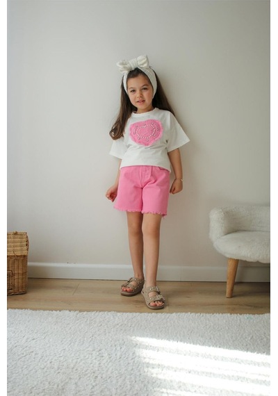 My Kids Wear Kız Çocuk Desenli Alt Üst Takım KREM