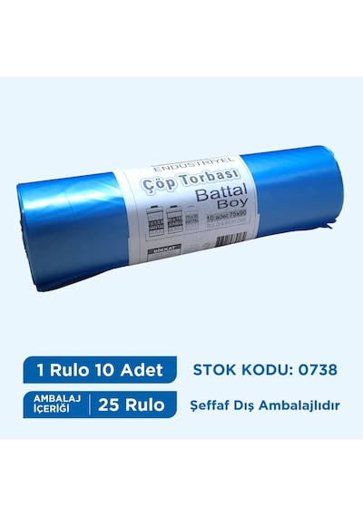 Egeplast Endüstriyel Çöp Torbası Battal Boy 75X90 Koli 25 Rulo