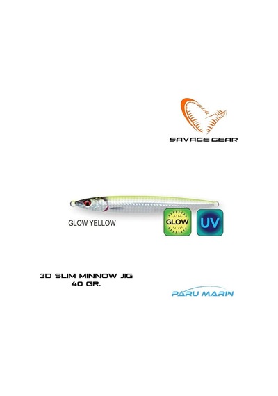 Savage Gear 3d Slim Jig Minnow 40gr. Suni Yem Glow Yellow