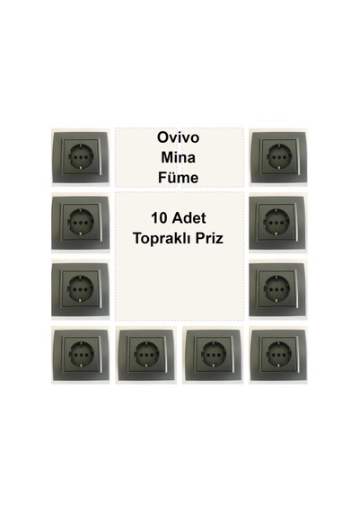 Ovivo Mina Füme 10 Adet Topraklı Priz