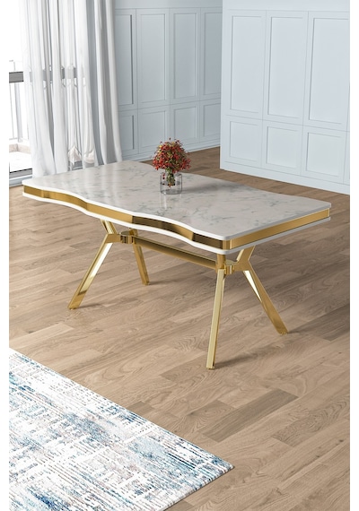 Canisa Vae Serisi 90x160 Lak Panel Beyaz Mermer Desen Gold Ayak Mutfak Masası Beyaz Mermer Desen Masa Ayaklar Gold Canisa Vae Serisi 90x160 Lak Panel Beyaz Mermer Desen Gold Ayak Mutfak Masası Beyaz Mermer Desen Masa Ayaklar Gold