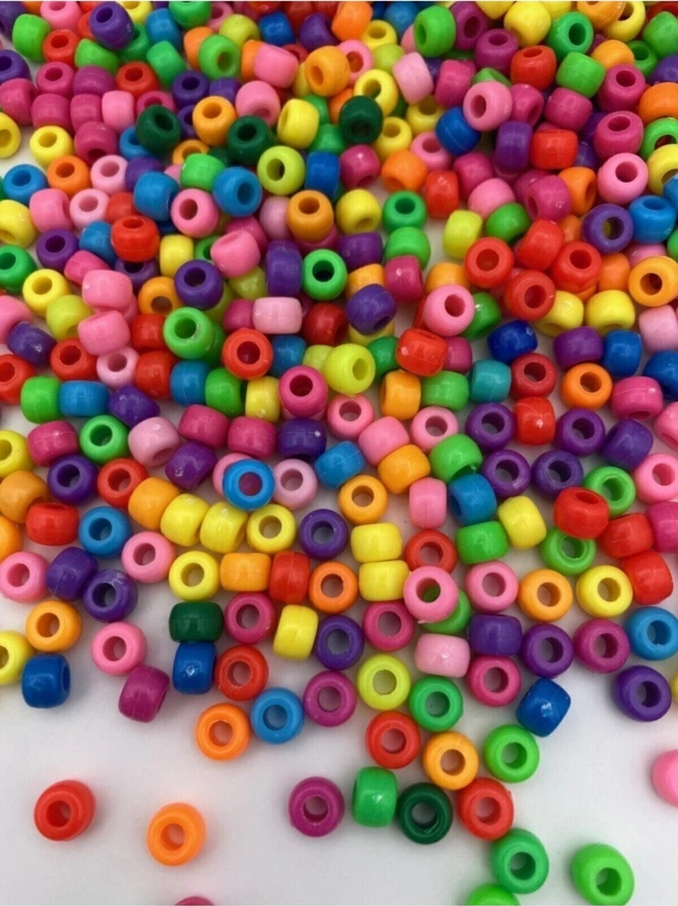 Geniş Delikli Karışık Renkli Plastik Boncuk 9x6mm Yassı Silindir Takı Boncuğu 25 Gr