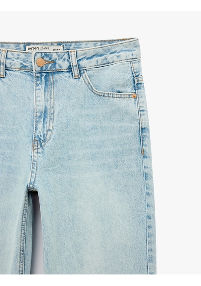 Koton Düz Paça Normal Bel Cepli Düğmeli Denim Pantolon - Longer Straight Fit Jean Açık İndigo 7wal40107md Koton Düz Paça Normal Bel Cepli Düğmeli Denim Pantolon - Longer Straight Fit Jean Açık İndigo 7wal40107md