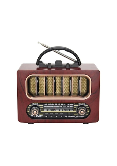 Ns-6636 Retro Ahşap Tasarım Bluetooth Hoparlörlü Radyo Fm/am Destekli, Şarjlı Ve Taşınabiliri Radyo-435