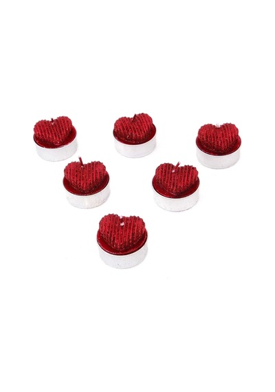 Dekoratif Mum Tealight Kalp Mum 4cm 6lı Paket Kırmızı