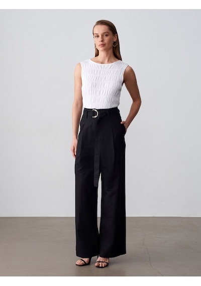Dilvin 72673 Kemerli Pantolon-siyah