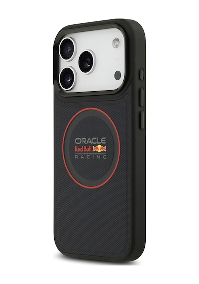 Apple Uyumlu iPhone 17 Pro Kılıf Redbull Lisanslı M-safeli Kırmızı Halka Ve Logo Kabartmalı Pu Deri Kapak Siyah Siyah