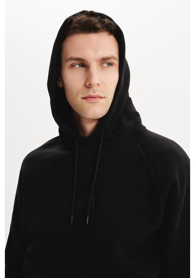AR-MA Arma Erkek Regular Fit Kapüşonlu Fermuarlı Kanguru Cepli Sweatshirt Pamuk Polyester Karışım K30254628602 Siyah