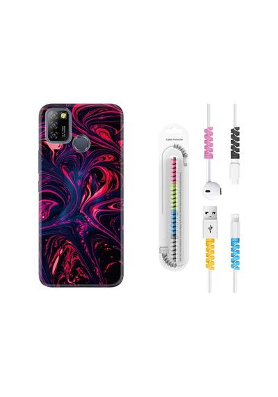 Infinix Smart 5 Kılıf Kablo Koruyuculu Red Damage 1682