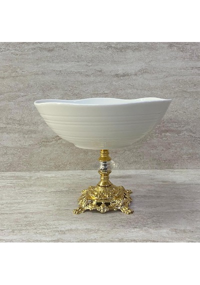 Porselen Ayaklı Bol Kase Gold Ayaklı 20 Cm