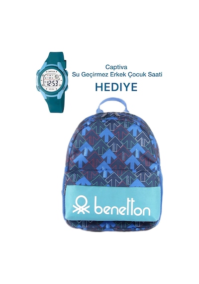Çocuk Kol Saati Hediyeli Benetton Büyük Kapasiteli Çocuk Okul Çantası Bnt.mc.02